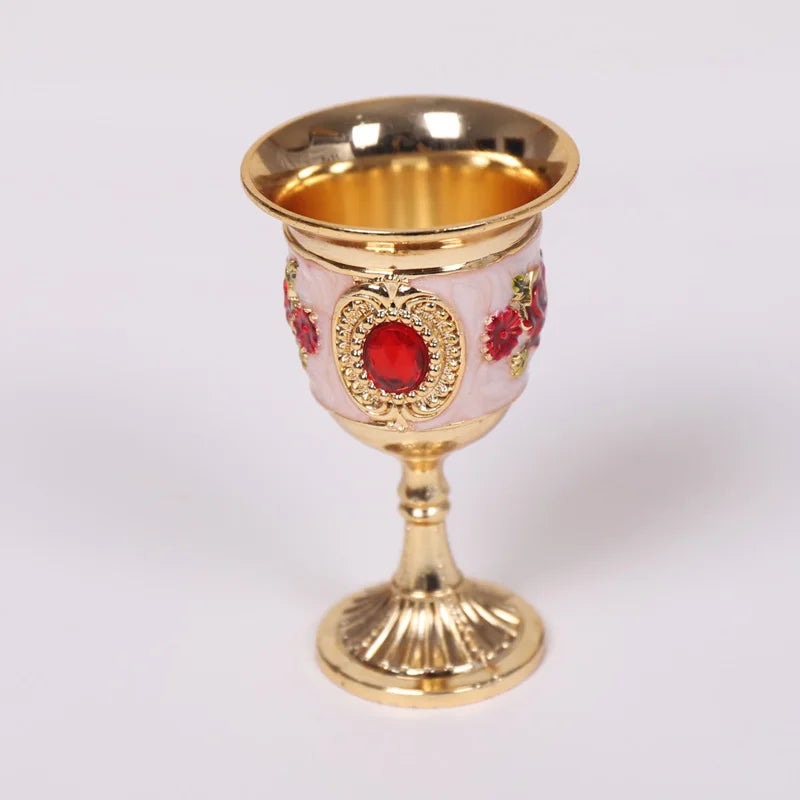 Rose Pattern Alloy Wine Goblets Set of 2 | Bar & Party