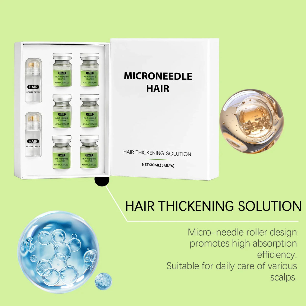 Hoygi Hair Serum Microneedle Roller Set – Scalp & Hair Growth