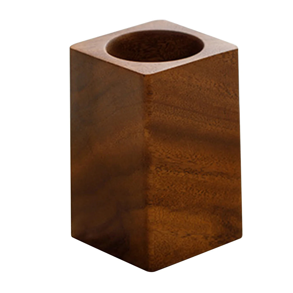 Walnut Wood Pen Holder Desktop Organiser | Vintage Office Cup