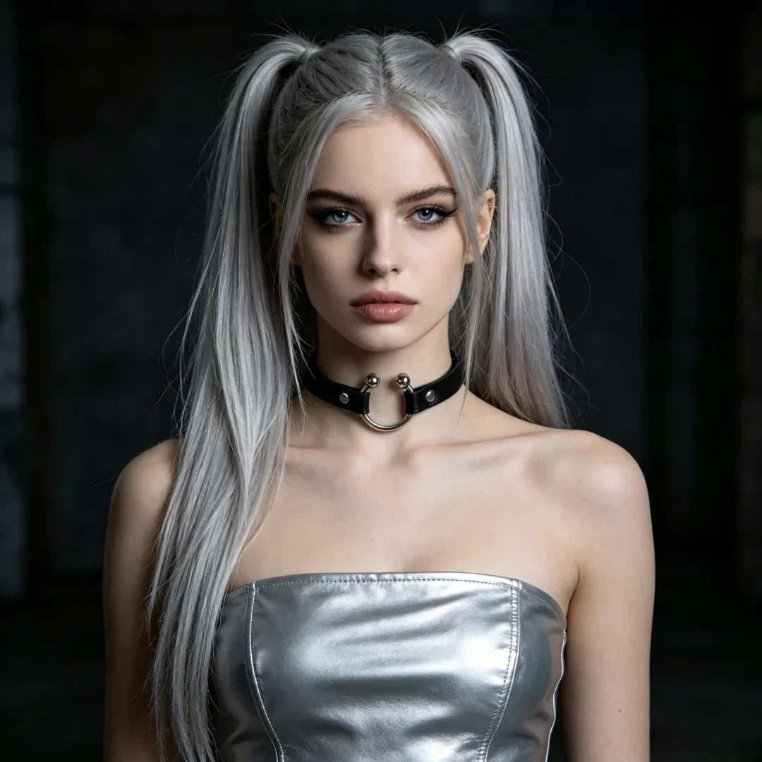 Vintage Y2K Necklace Belt Women Fashion Punk Pu Leather Choker Collar