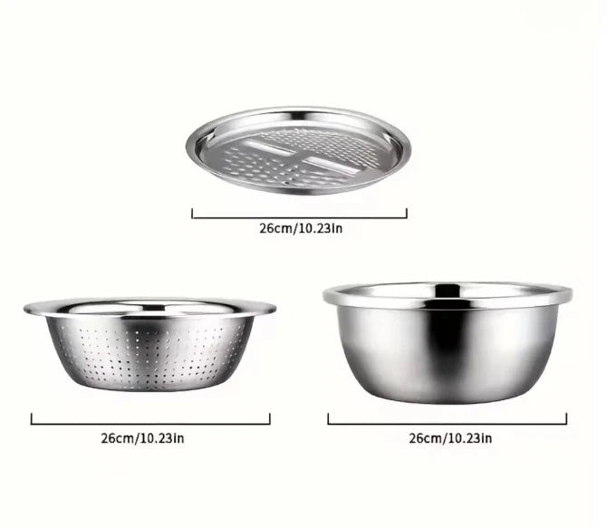 Stainless Steel Multi-functional Kitchen Grater Draining Bowl