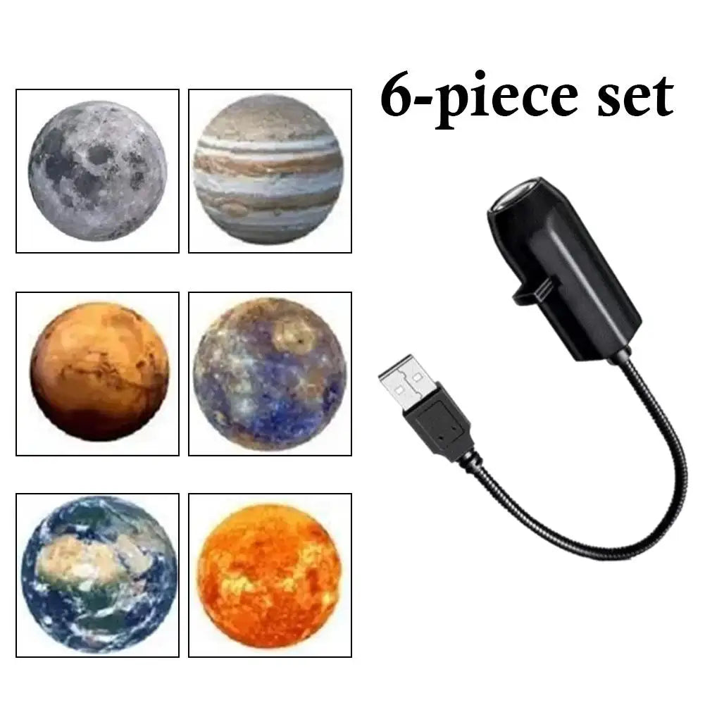 USB Planet Projector Night Light | 10 Cosmic Films, 360° Rotation