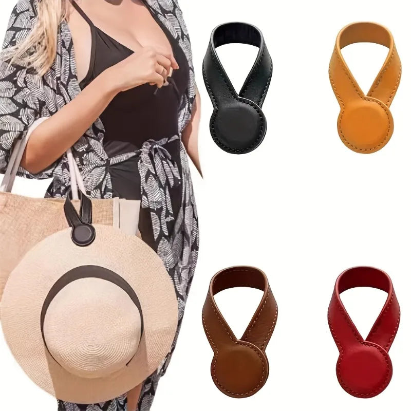 PU Leather Hat Clip – Portable Travel Cap Holder & Anti-Loss
