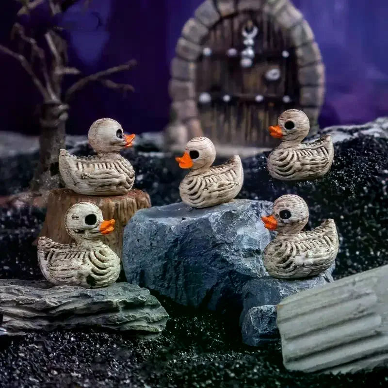 20 Pcs Skull Duck Resin Figurines | Gothic Halloween Decor