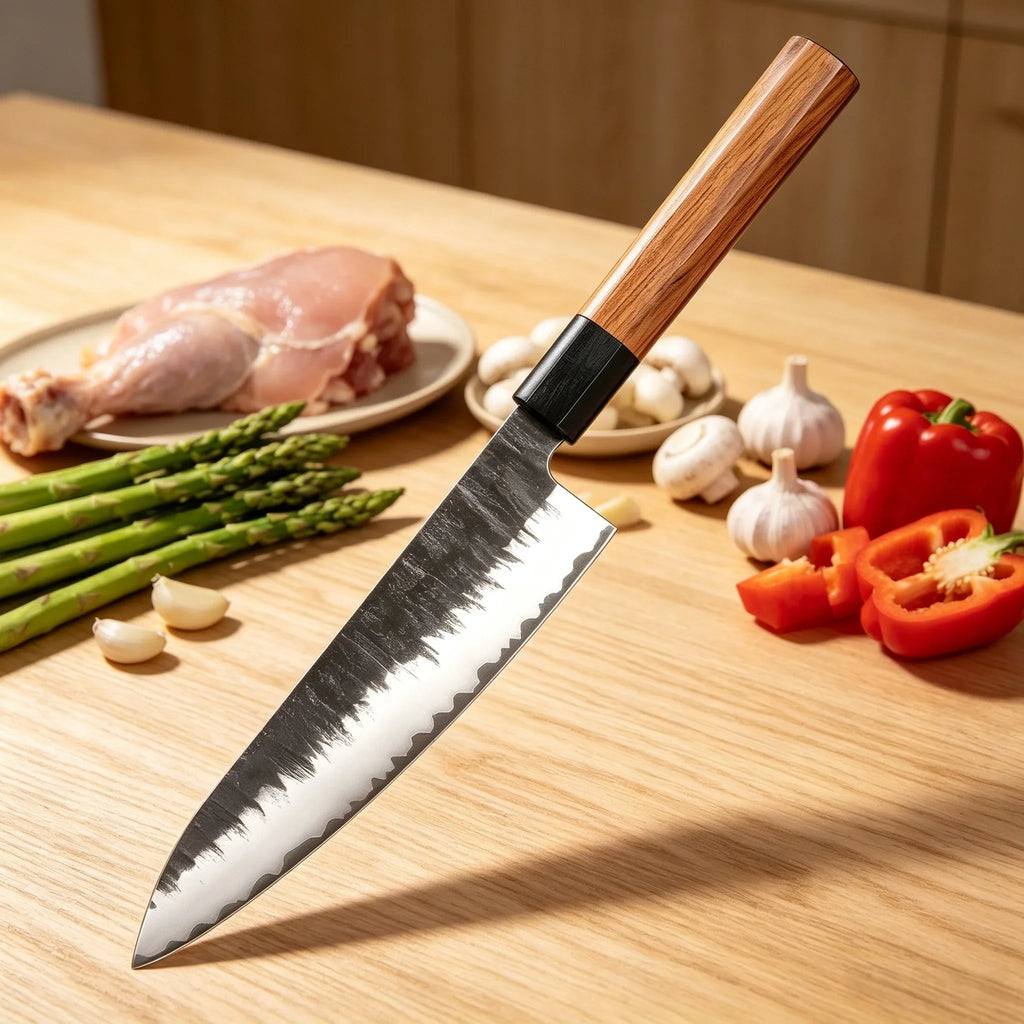 Hand Forged Japanese Chef Knife – Clad Steel Sushi Slicer