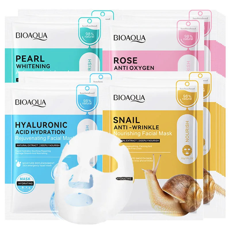 BIOAQUA 20pc Snail Hyaluronic Acid Face Mask – Hydrating & Firming