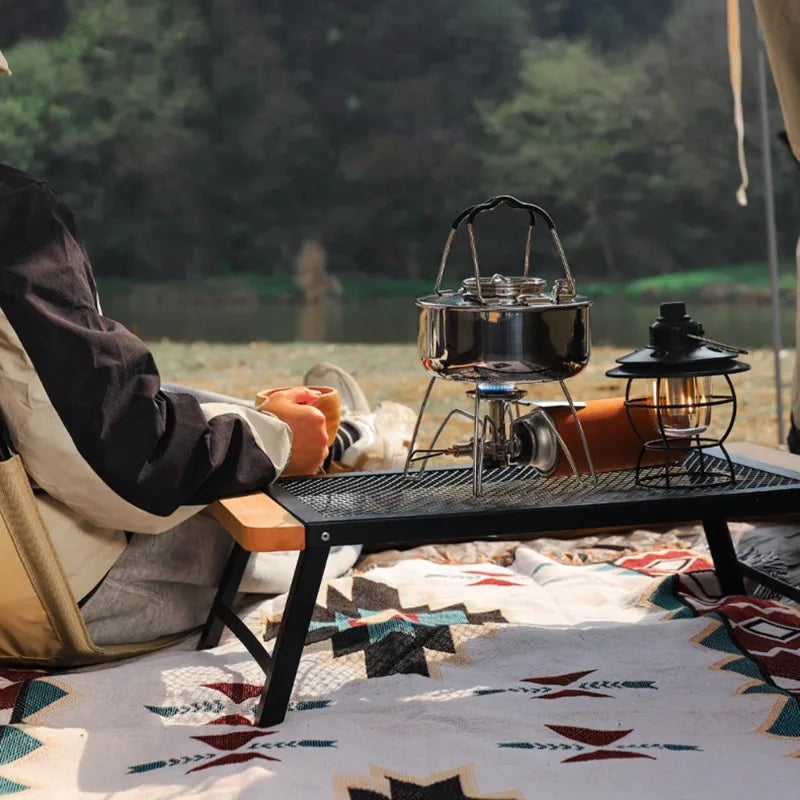 Folding Camping Grill Table – Portable Steel Campfire Grate
