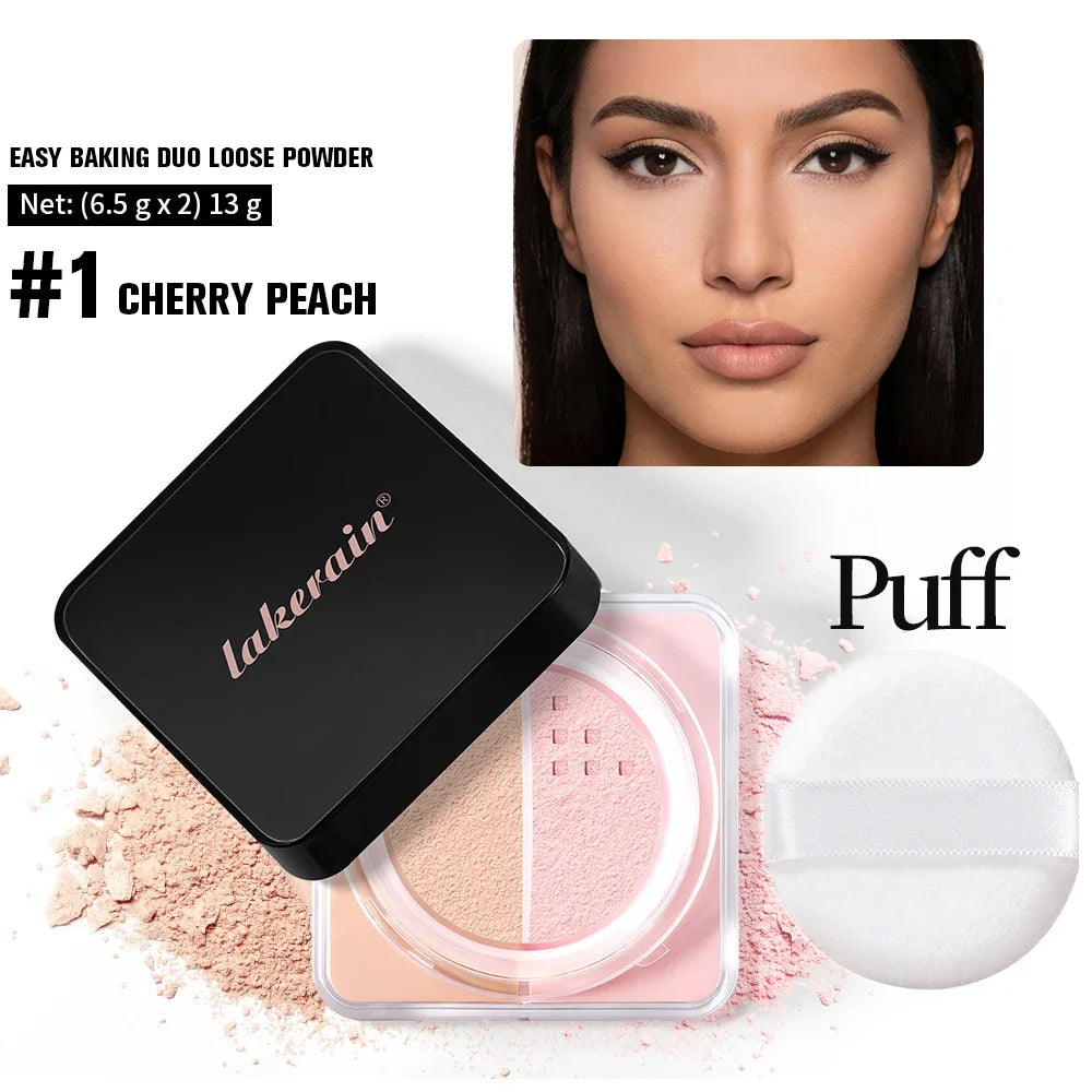 Lakerain Duo Loose Setting & Correcting Powder + Puff | Matte
