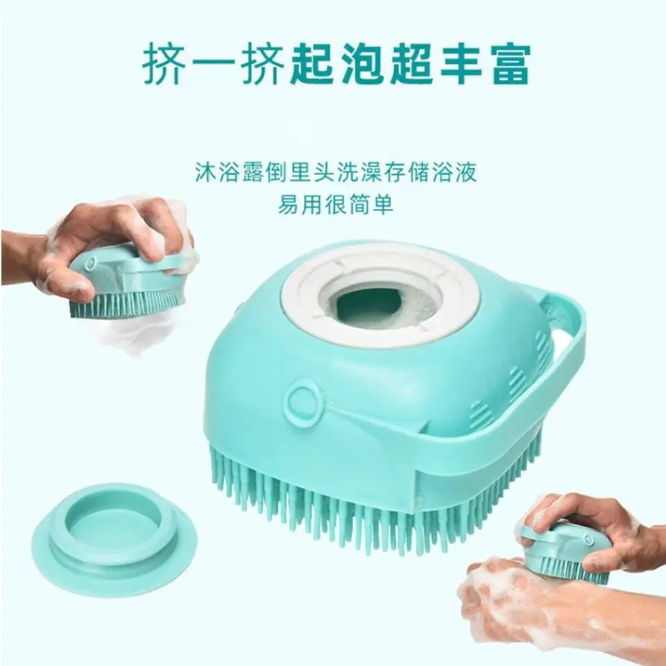 Pet Bath Massage Brush Household Silicone Cat Dog Cleaning Tool Foam