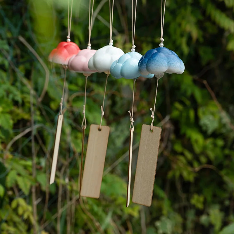 Handmade Ceramic Cloud Wind Chime Hanging Decoration Japanese Bell