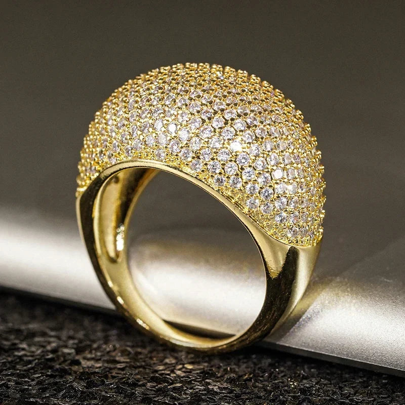 Huitan Cubic Zirconia Pave Wedding Ring for Women | CZ Band