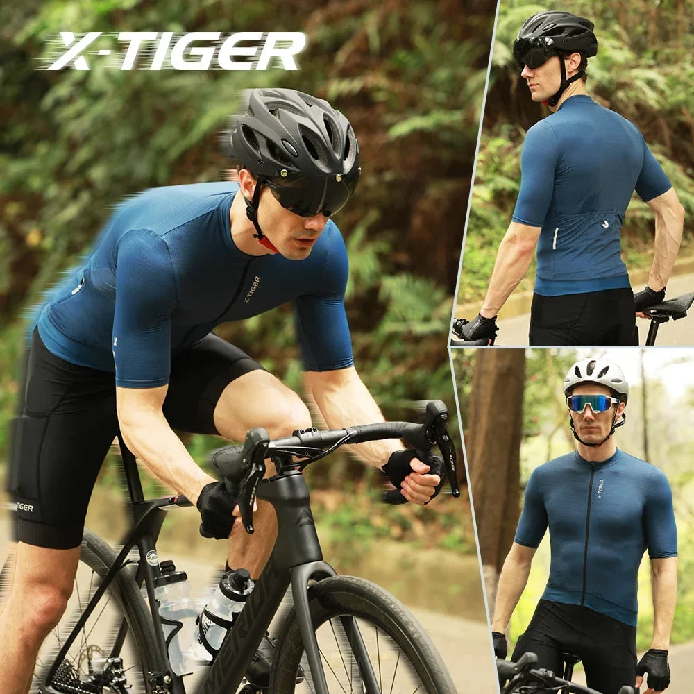 X-TIGER Men's Cycling Jersey Short Sleeve SPF 50 MTB Road Bike