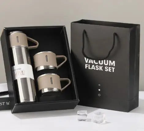 One Cup Three Lid Thermos 304 Stainless Steel Handle Men's Women's