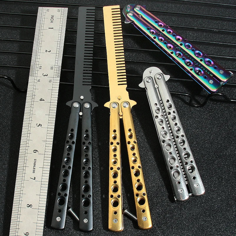 Folding Butterfly Comb – Stainless Steel Beard & Hair Styling