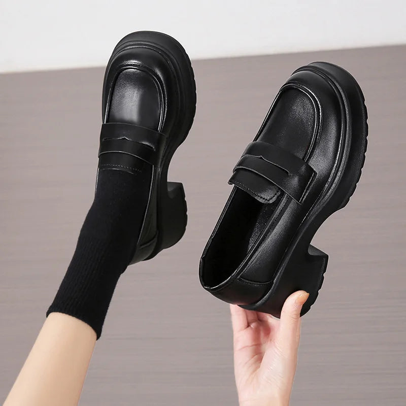 Women's Platform Mary Jane Loafers – British Slip-On Style