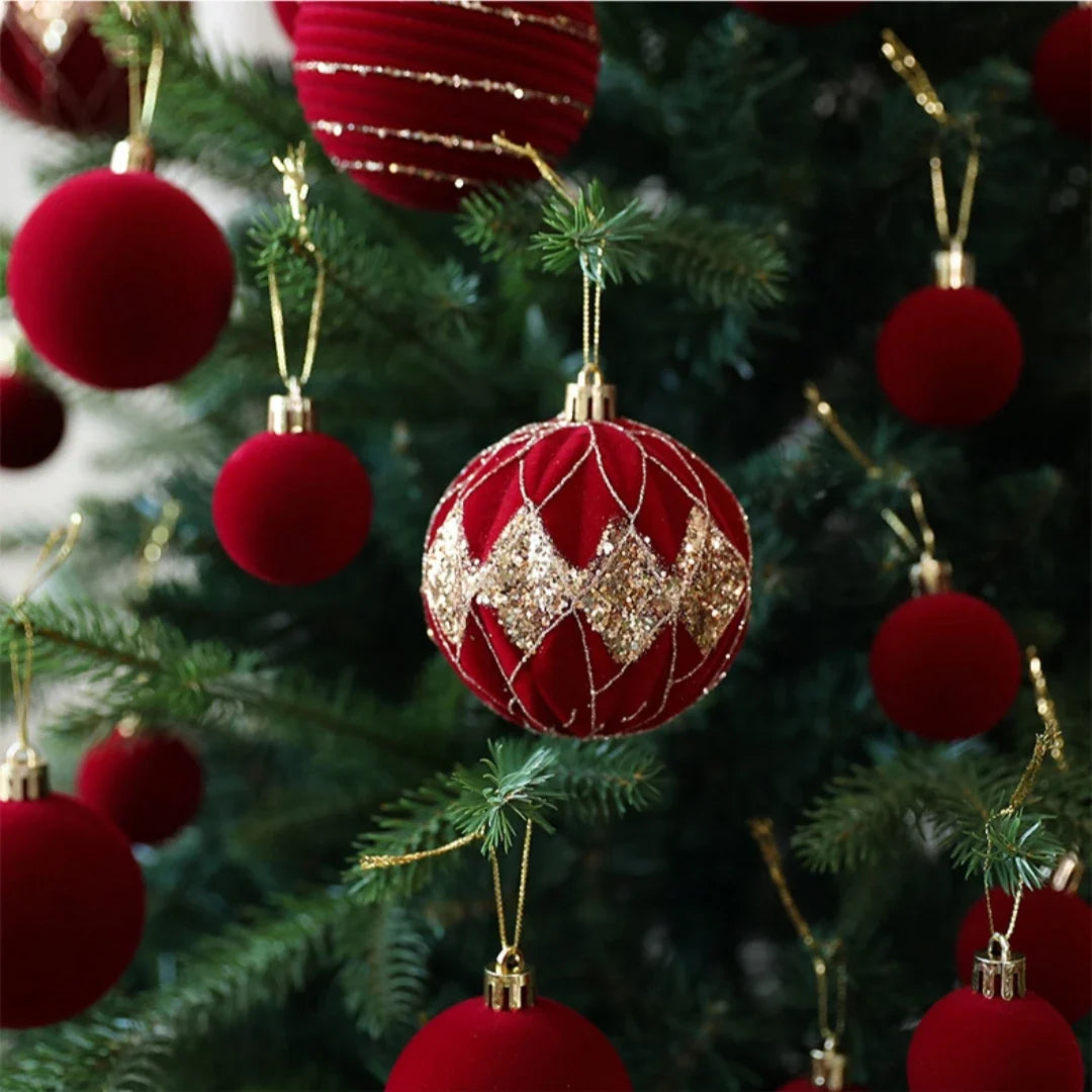 36-Piece Burgundy Velvet Christmas Ball Ornaments Set