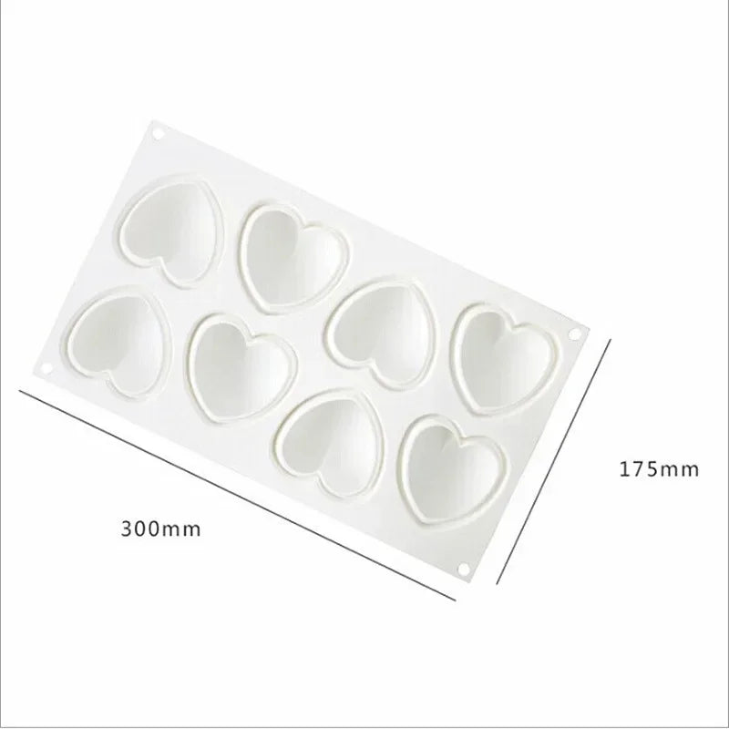 8-Cavity Heart Silicone Mold – Cake, Mousse & Chocolate