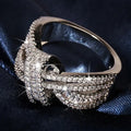 Huitan Geometric Cubic Zirconia Silver Women's Ring | Wedding