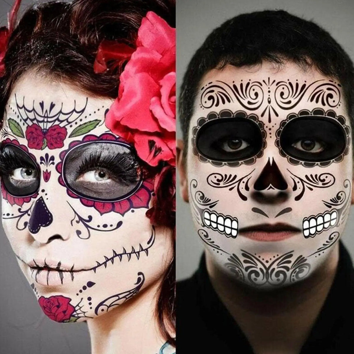 Halloween Skull Face Temporary Tattoo Stickers – Day of Dead