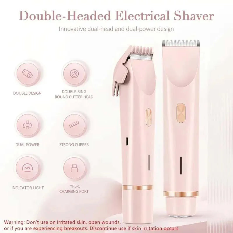 2-in-1 Women's Electric Shaver & Bikini Trimmer – IPX7 Waterproof