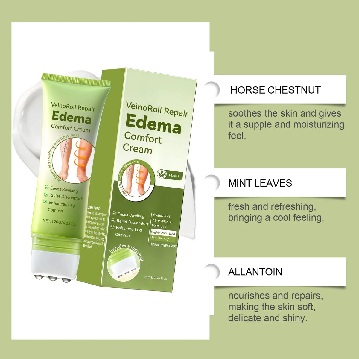 Daily Leg Care Roller Massage Cream – Moisturizing & Comforting
