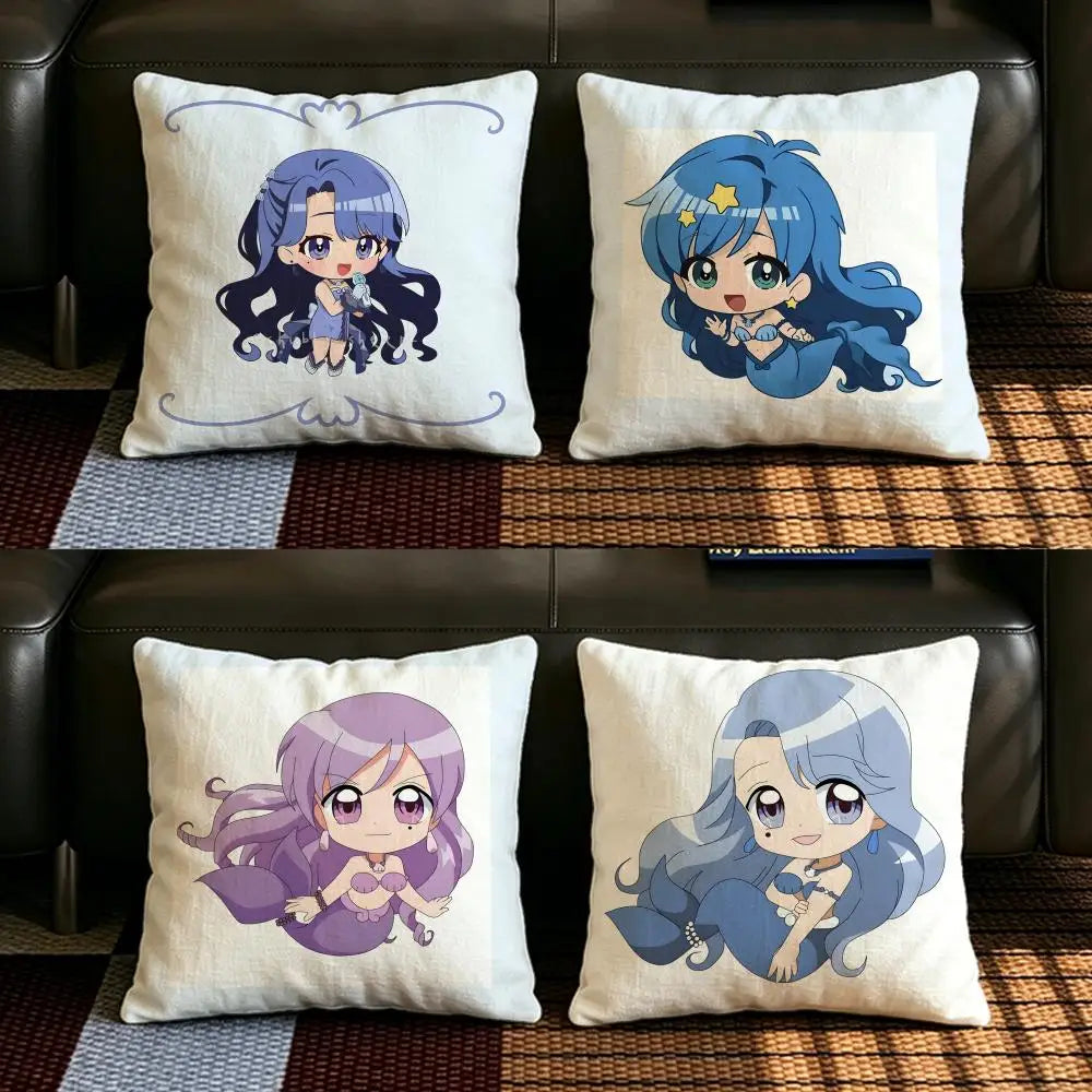 Anime Mermaid Melody Linen Cushion Cover | Sofa & Bedroom Decor