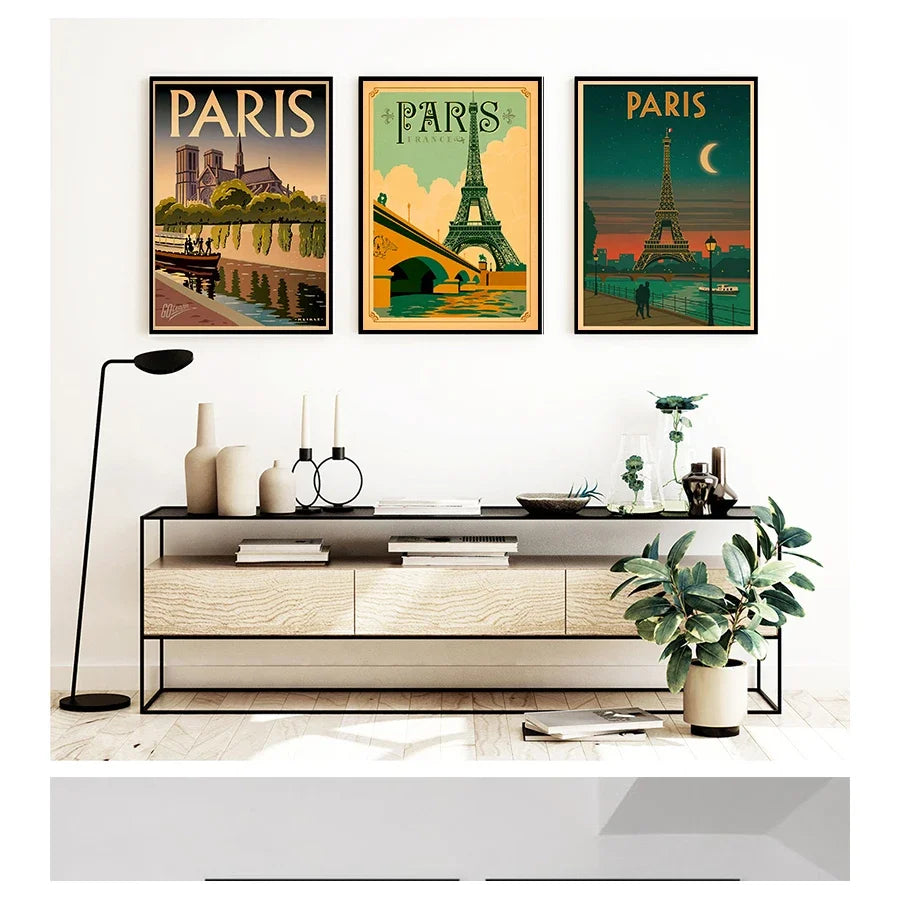 Paris France Vintage Canvas Wall Art Poster | Unframed Print