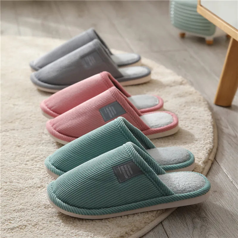 Men's Anti-Slip Cotton Slippers – Soft Sole Indoor House Shoes