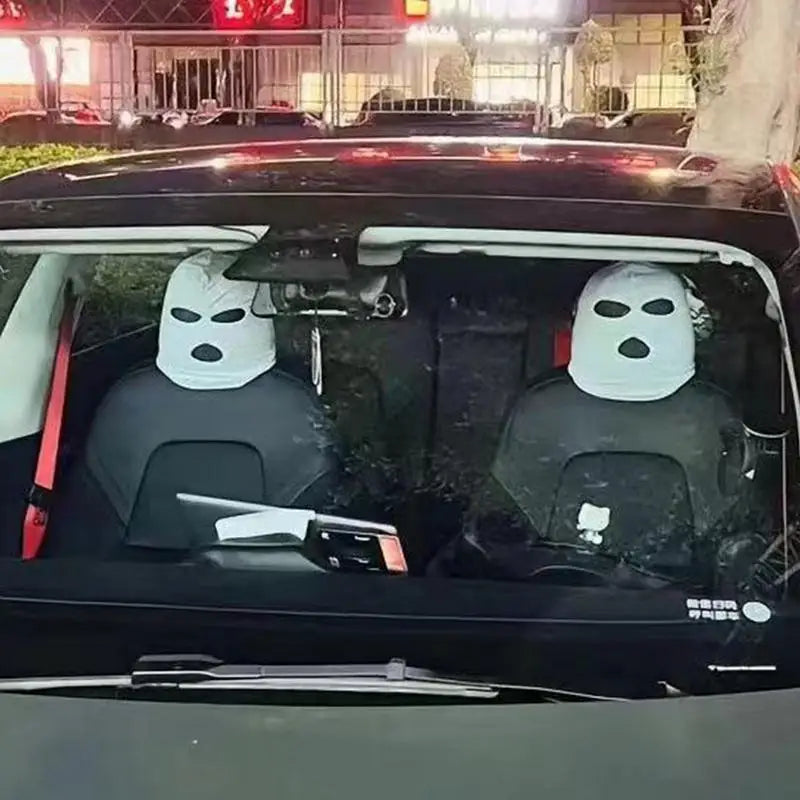 Funny Car Seat Headrest Cover | Ski Mask Style Decoration