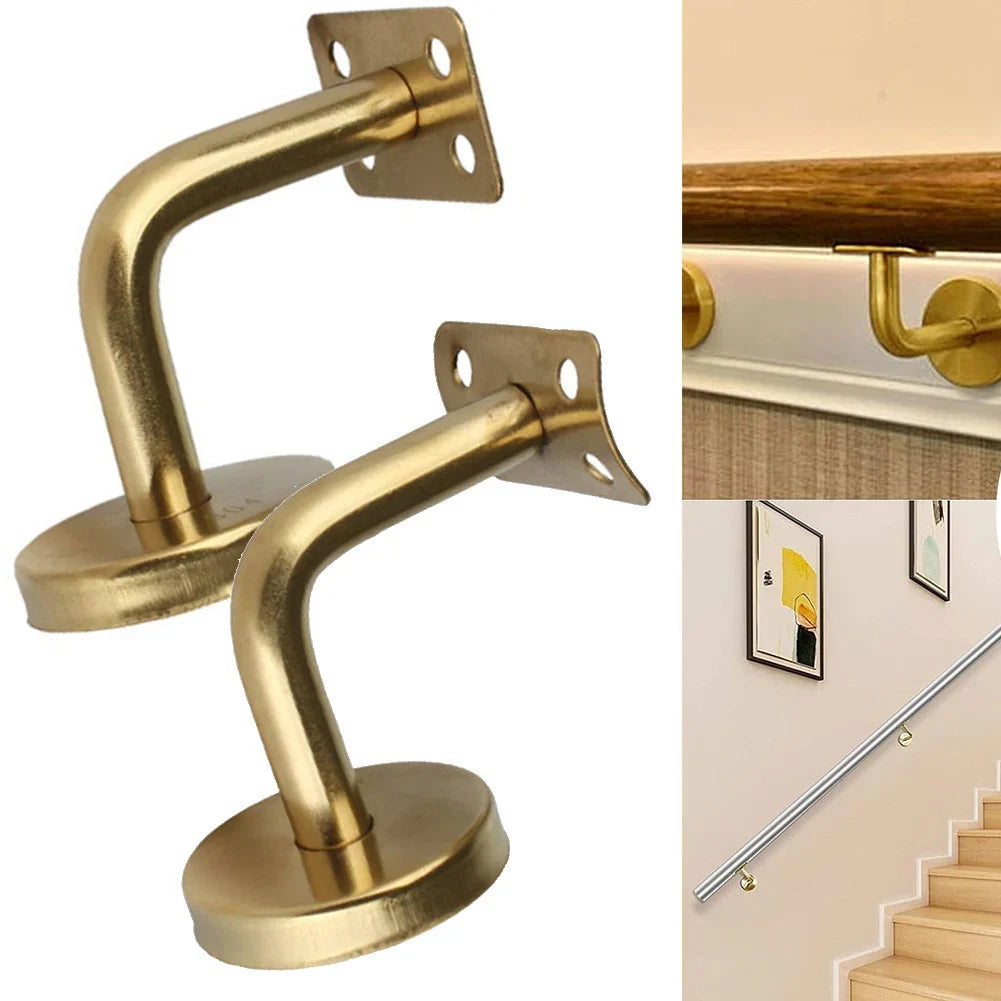 Gold Stair Handrail Bracket | Wall-Mounted Balustrade Support