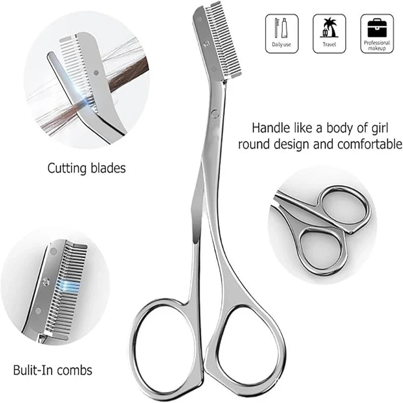 Eyebrow Scissors & Grooming Kit with Comb – Men & Women
