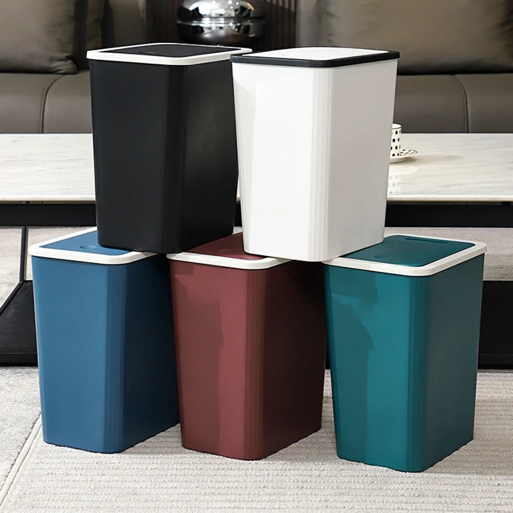 Stylish Household Trash Can Press Lid Bathroom Kitchen Living Room