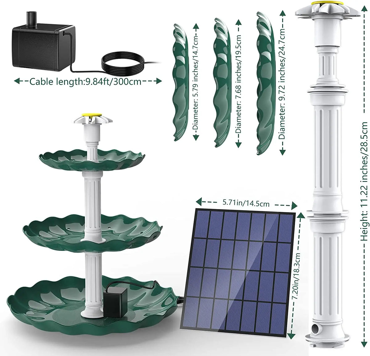 AISITIN 3-Tier Solar Bird Bath Fountain – DIY Garden Pump