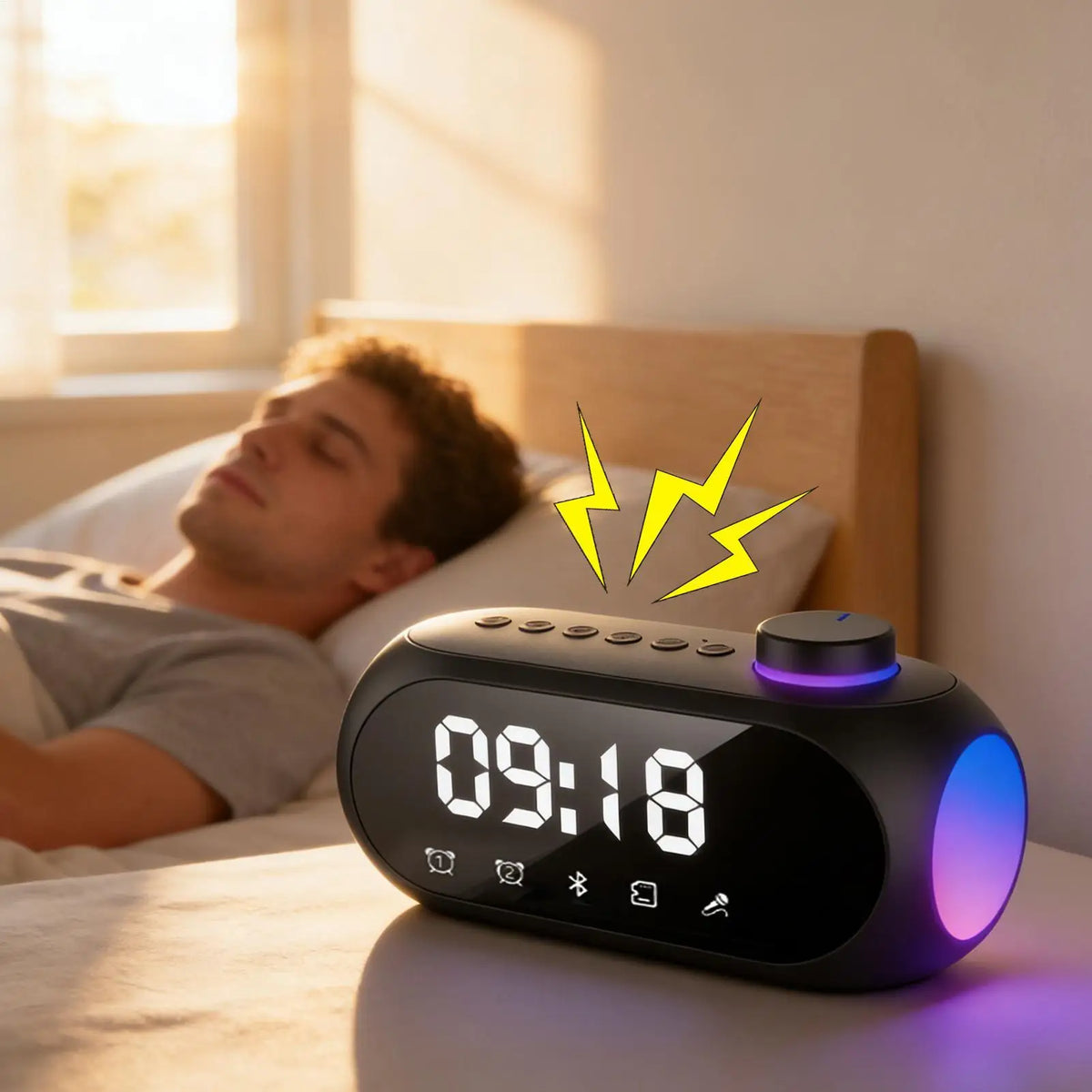 Smart Alarm Clock with Bluetooth Speaker & LED Night Light