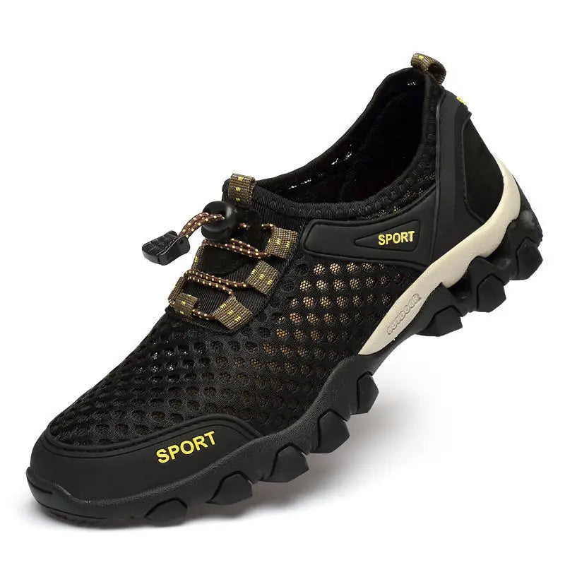 Men's Breathable Mesh Sneakers – Casual Lace-Up Hiking Shoes