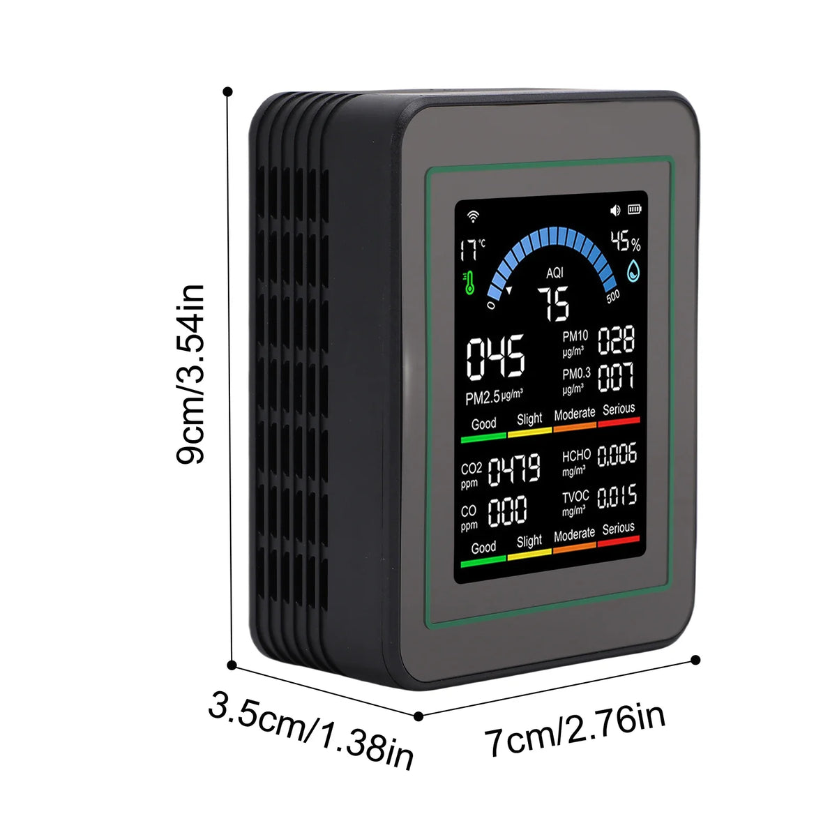 10-in-1 Indoor Air Monitor LCD Screen PM2 5 PM10 CO2 Formaldehyde