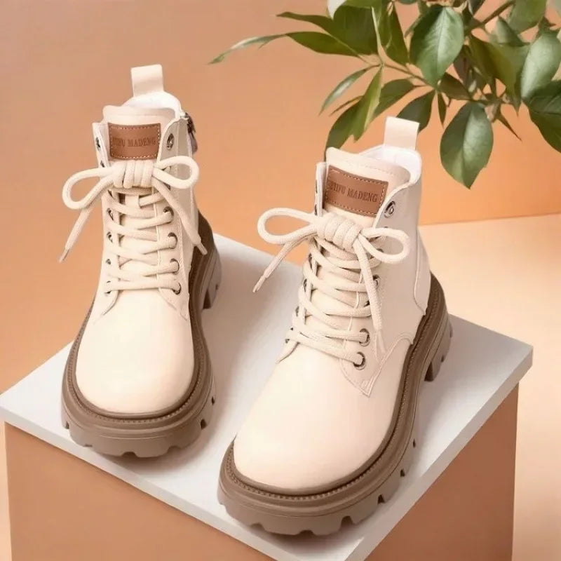 Women's Lace-Up Platform Ankle Boots – Plush Winter Boots
