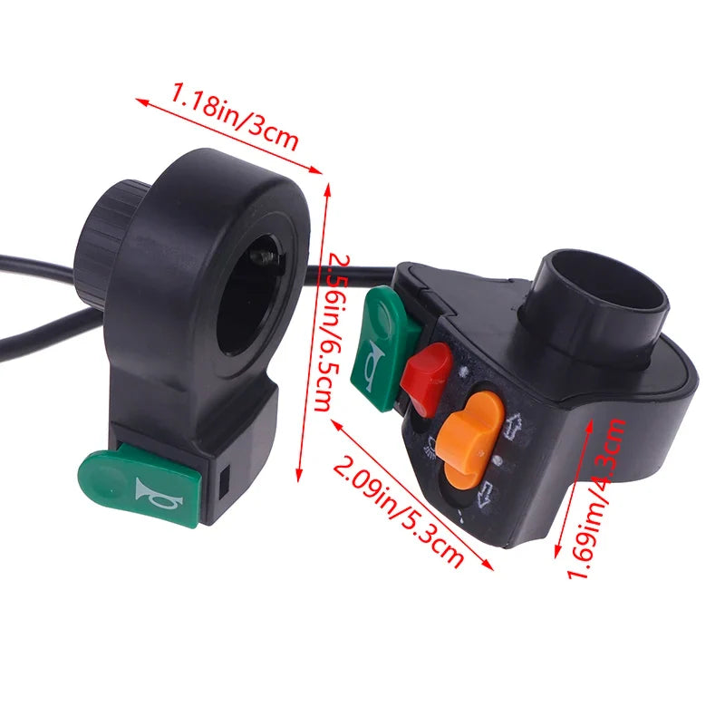 3-in-1 E-Bike Handlebar Switch – Horn, Headlight & Turn Signal