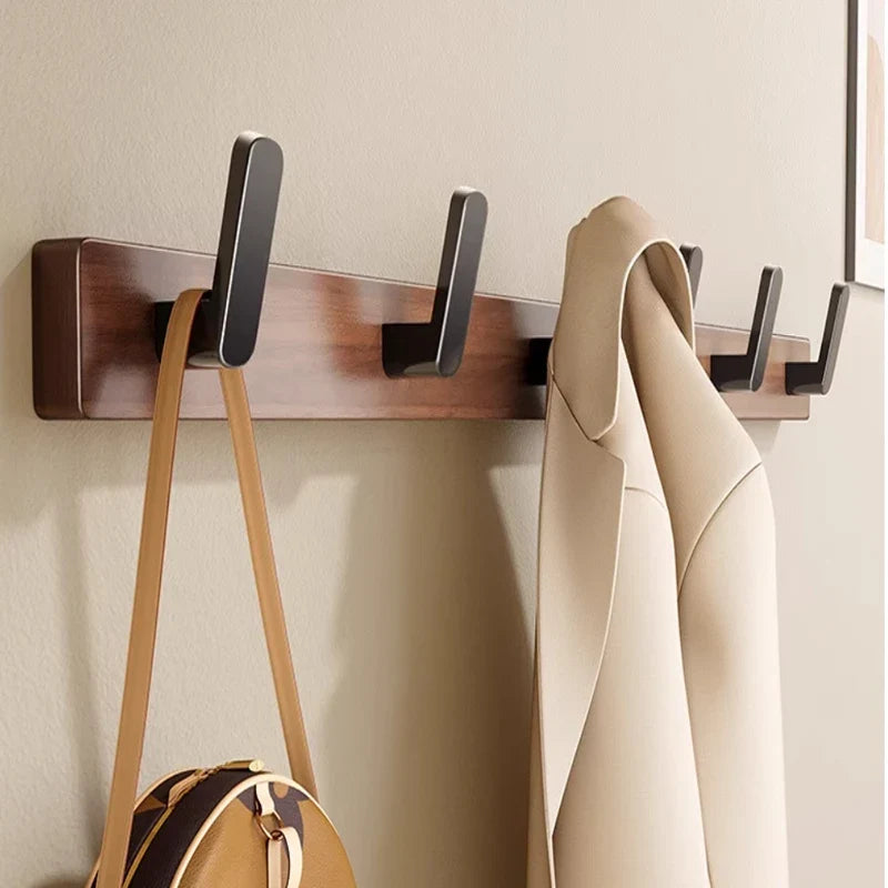 Wood & Aluminum Wall Hook Rack | Towel, Coat & Kitchen Hanger