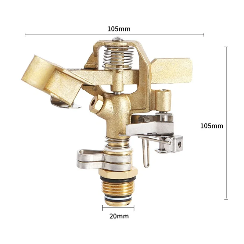 Brass Impact Sprinkler Heads 2-Pack | 1/2" 20–360° Adjustable