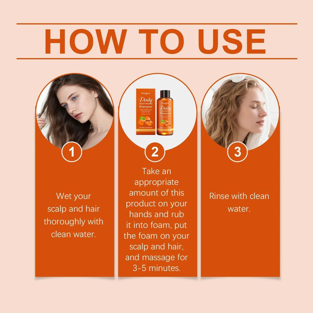 Natural Ginger Shampoo Anti Hair Loss Thickening Gentle Cleansing