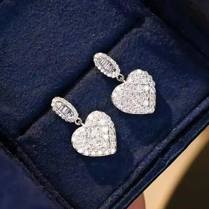 Huitan Heart Dangle Earrings – Cubic Zirconia Wedding Drops