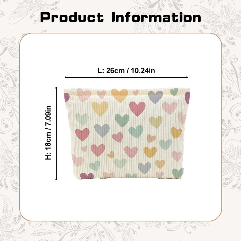 Portable Velvet Makeup Bag Colorful Heart-patterned Providing Women