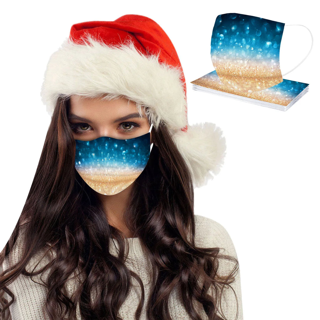 10-Pack Christmas Disposable Face Masks 3-Ply Earhook | Adult
