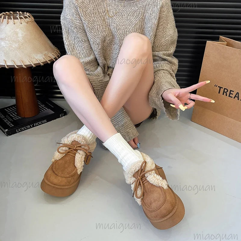 Women's Fur-Lined Snow Boots – Plush Platform Winter Booties