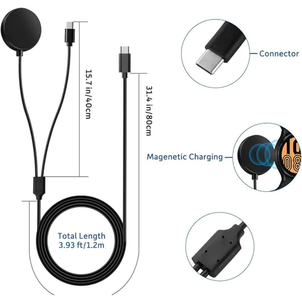 2-in-1 USB-C Charger for Samsung Galaxy Watch 7/6/5 & Phone
