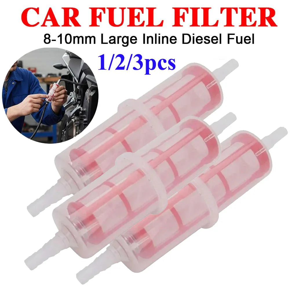 Inline Diesel Fuel Filter 8mm–10mm Hose | 1/2/3 Pack