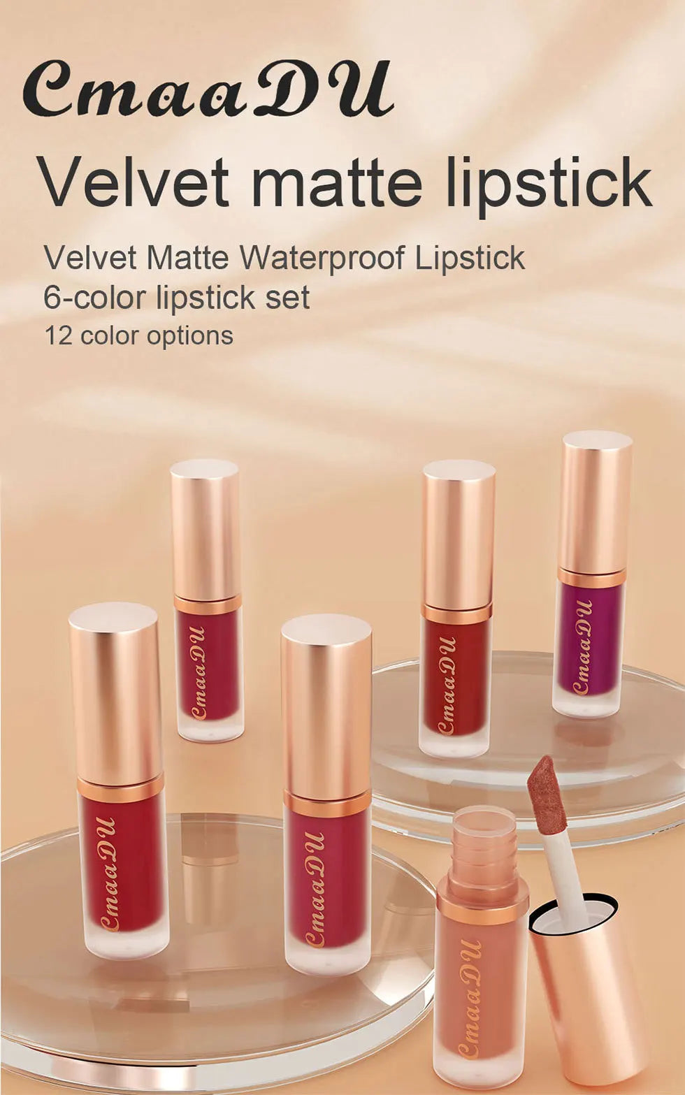 Cmaadu Velvet Matte Lipstick – Waterproof Long-Lasting Lip Color