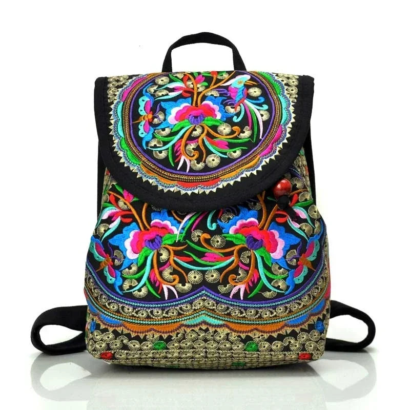 Women's Embroidered Mini Canvas Backpack – Chinese Ethnic Style