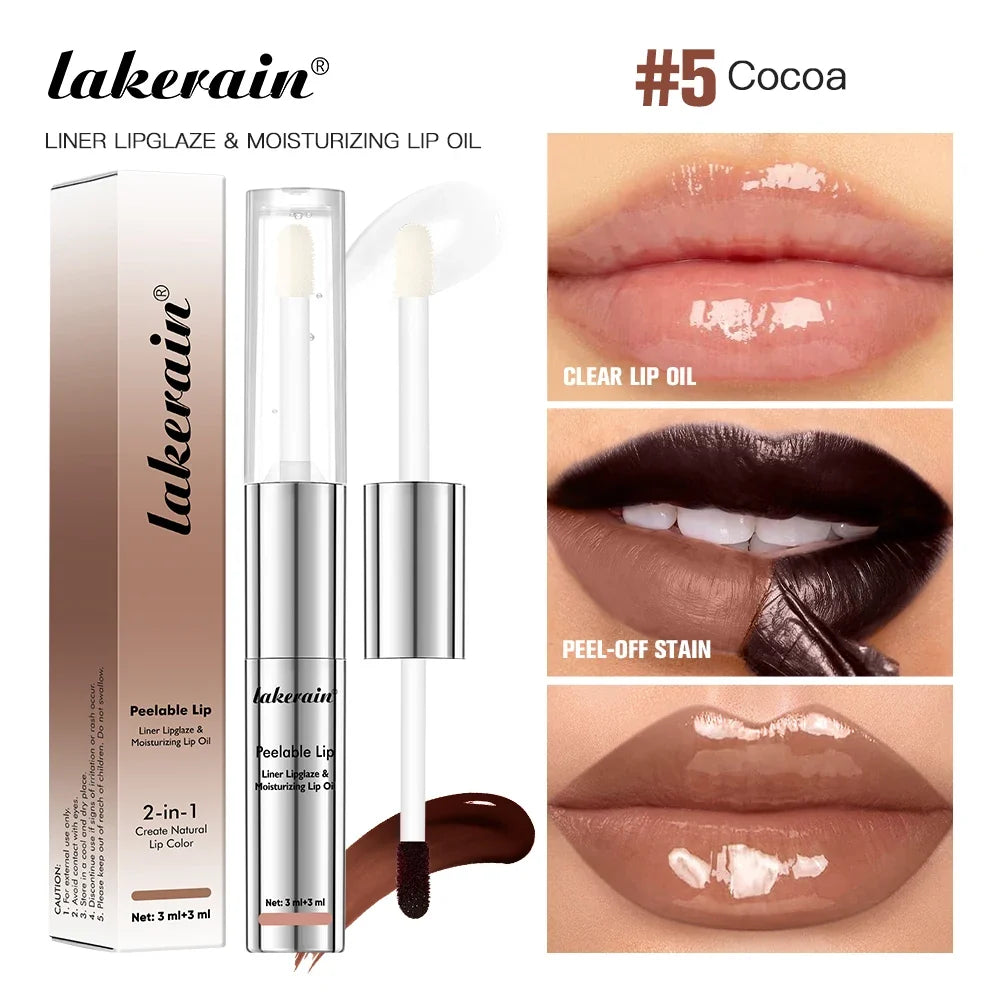 Waterproof Peel Off Lip Liner Gloss Double Head Matte Nourishing